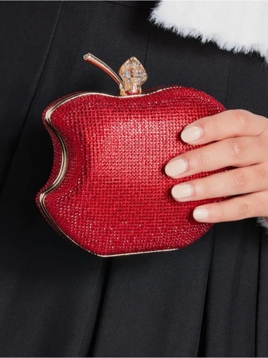 Handbags - New rhinestone embellished apple clutch